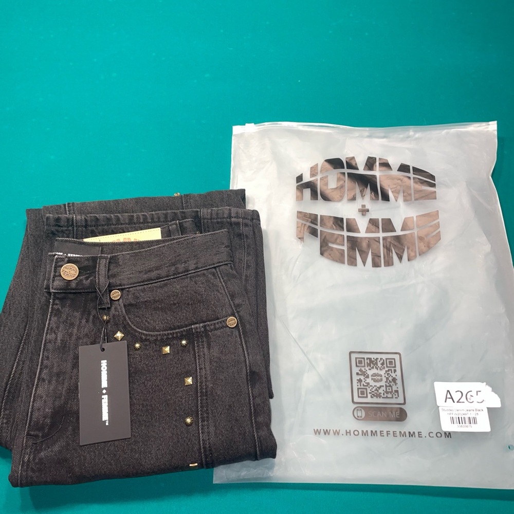Homme Femme Black Studded Jeans